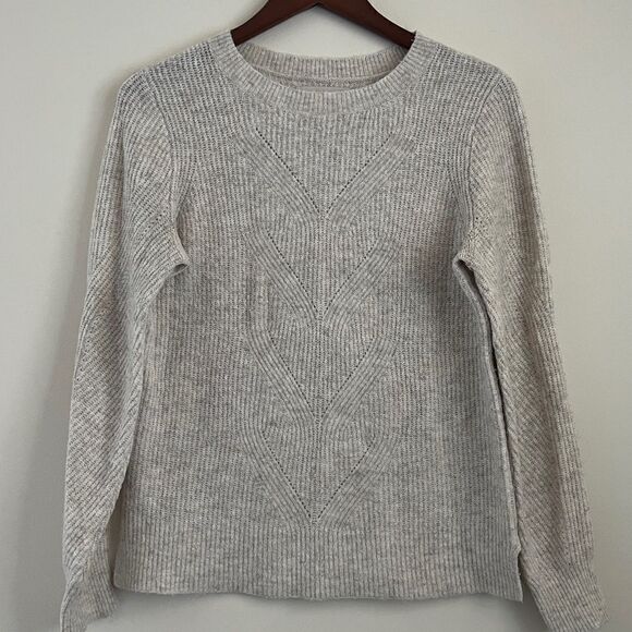 LOFT Crewneck Soft Knit Light Gray Cream Sweater | Size Small - Picture 1 of 9
